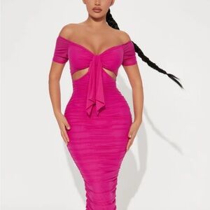 Fashion Nova off the shoulder Fuchsia Dress
